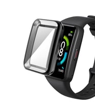 Huawei Band 7 Silikon Parlak Renkli Ekran Koruyuculu Kasa Koruyucu 02 (Siyah)