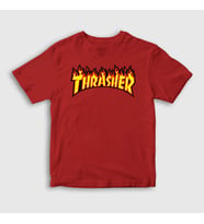 Presmono Unisex Çocuk Beyaz Logo V1 Thrasher T-Shirt 278182tt (Kırmızı)
