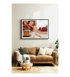 Ahşap Çerçeveli Tablo Dekorasyon Ev Dekoru Tekli Çerçeve Çerçeveli Poster Baskı Araba Tatil Car (Siyah)