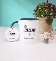 Yazılım Mühendisi Kupa Bardak ve Anahtarlık (Siyah)