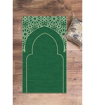 EVDEYA Dijital Baskılı Yıkanabilir Motifli Namazlık Seccade 70x130 cm, SECCADE-15-GRİ, (Yeşil)