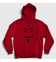 Presmono Unisex Gri Mask Film V For Vendetta Kapüşonlu Sweatshirt 256131tt (Kırmızı)