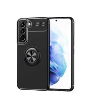 Galaxy S22 Kılıf Zore Ravel Yüzüklü Silikon Kılıf (Siyah)