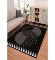 Dijital Kaymaz Taban Yıkanabilir Renkli Salon Halısı Mutfak Halısı Yolluk ND-SD-1161 (Siyah)