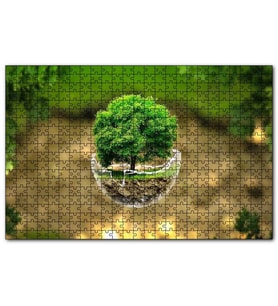 Cakapuzzle Volkanlar Harika Dünya Cam Kasede Ağaç Görseli  Puzzle Yapboz MDF (Ahşap) (500 Parça)