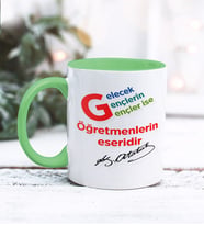 Öğretmenler Günü Tasarımlı Kişiye Özel Kupa Bardak (Yeşil)