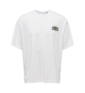 Only & Sons Erkek Bisiklet Yaka Baskılı T-shirt 22022638  (Beyaz)