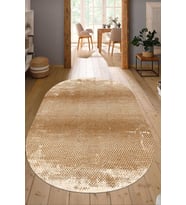 Dijital Baskılı Kaymaz Taban Yıkanabilir Oval Salon Halısı Mutfak Halısı Yolluk NDO-SD-322 (Vizon)
