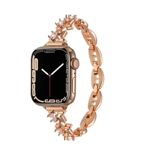 Apple Watch 40mm Kordon Metal Yıldız Taşlı Kolay Kısaltılabilen Band 104 (Rose)