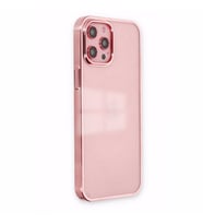 Uyumlu Model Apple iPhone 12 Pro Max Kılıf Sararmaz Şeffaf Sert Fit Kapak (Pembe)