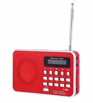 Ultratekno L-938 Dijital Ekranlı Şarjlı Taşınabilir Radyo Bluetooth USB TF Destekli Cep Radyosu (Kırmızı)