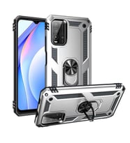 Xiaomi Poco M3 Kılıf Yüzüklü Tank Zırhlı Mıknatıslı Standlı Silikon Kapak (Gri)