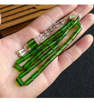 5,5x10 mm Kesme Ateşi Kehribar Tesbih İsme Özel Kişiselleştirilebilir Ahşap Kutulu Tespih (Yeşil)