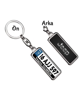 Kişiye Özel Jeep VIP Logo Tema Plaka Anahtarlık (Gümüş)