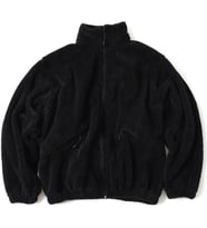 Unisex Oversize Fermuarlı Polar Çift Cepli Peluş Ceket (Siyah)