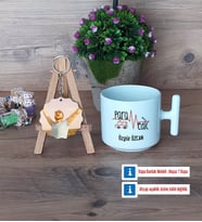 Paramedik Kupa Bardak Beyaz ve Fotoğraflı Ahşap Anahtarlık Hediye (Model 12)