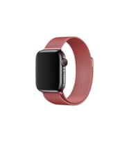 BİPOWER Apple Watch 38-40mm KRD1 Metal Hasır Kordon (Eskitme Koyu Pembe)