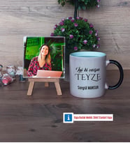 Teyzeye Doğum Günü Hediyesi Fotoğraflı Dekoratif Taş, Kupa Bardak Beyaz Hediye (Model 9)