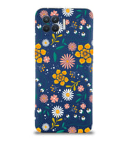 Oppo Reno 4 Lite Uyumlu Lansman Kılıf Çiçek Tasarımlı İçi Kadife Kapak (Lacivert)