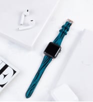 vagave Apple Watch Uyumlu 38 Mm 40 Mm 41 Mm 3 4 5 6 7 Se 8 9 Uyumlu Kadın Deri Kordon Saat Kayışı - Vadiva (Mavi Zebra)