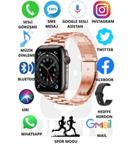 Watch 8 Pro Metal Kordonlu Akıllı Saat 45mm Nfc Özellikli Bt Çağrı Destekli (Siyah-Pembe)