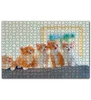 Cakapuzzle Koltukta Sarı Beyaz Yavru Kediler  Puzzle Yapboz MDF (Ahşap) (255 Parça)