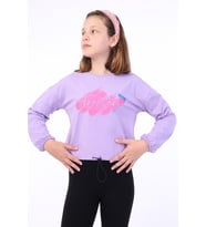 Toontoy Kız Çocuk Baskılı Tişört (Lila)