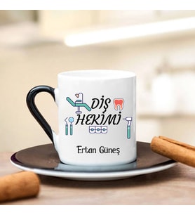 Diş Hekimi Türk Kahvesi Fincanı (Siyah)