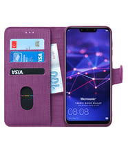 Microsonic Huawei Mate 20 Lite Kılıf Fabric Book Wallet (Mor)