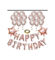 ŞEFFAF BALONLU HAPPY BIRTHDAY FOLYO BALON SET (Rose)