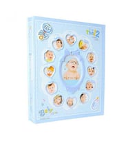 Kişiye Özel 5 Foto Hediyeli 240'lık Bebek Fotoğraf Albümü - 10X15 cm - Pembe Ve Mavi (Mavi)