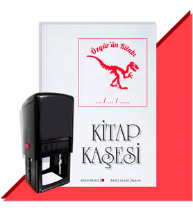 Kişiye Özel  Dinazor İskelet 2 Tarihli Kitap Kaşesi (Kırmızı)
