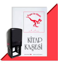 Kişiye Özel  Dinazor İskelet 2 Tarihli Kitap Kaşesi (Kırmızı)