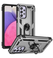 Samsung Galaxy A33 5G Uyumlu Kılıf Standlı Manyetik Yüzüklü Military Magnetic Ring Polycarbonate and TPU Case (Gri)