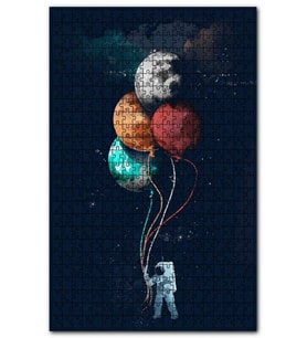 Cakapuzzle Astronot Balonlar Uzay Görseli Puzzle Yapboz MDF (Ahşap) (1000 Parça)