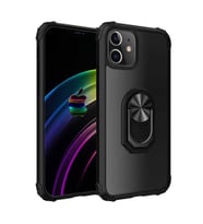 Uyumlu Model Apple iPhone 12 Mini Kılıf Şeffaf Sararmaz Yüzüklü Mola Kapak (Siyah)