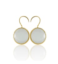 Kadir Jewellery 22 Ayar Altın Kaplama Kadın Taşlı Küpe -El İşçiliği Ve Hipoalerjenik Küpe (Gri)