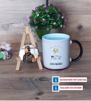 Pilot Kupa Bardak Beyaz ve Fotoğraflı Ahşap Anahtarlık Hediye (Model 9)