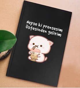 BK Gift Esprili Tasarım Serisi Sert Kapaklı Siyah Defter, Arkadaşa Hediye, Yeni İş Hediyesi, Doğum Günü Hediyesi, Anı Defteri (Model 13)