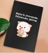 BK Gift Esprili Tasarım Serisi Sert Kapaklı Siyah Defter, Arkadaşa Hediye, Yeni İş Hediyesi, Doğum Günü Hediyesi, Anı Defteri (Model 13)