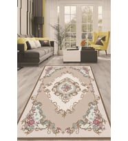 Dijital Kaymaz Taban Yıkanabilir Modern Renkli Salon Halısı Mutfak Halısı Yolluk ND-HT-185 (Bej)