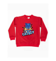 Pj maskeliler Catboy baskılı pamuklu kumaş çocuk sweatshirt (Kırmızı)