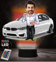 Doğum Günü Hediyesi,Sevgiliye Hediye, Kişiye Özel Fotoğraflı Bmw Tasarımlı Erkek Karikatür 3D Led Lamba (RGB)