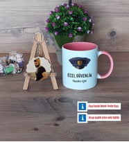 Özel Güvenlik Görevlisi Kupa Bardak Beyaz ve Fotoğraflı Ahşap Anahtarlık Hediye (Model 6)