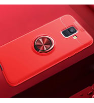 Samsung Galaxy J6 Kılıf Yüzüklü Magnetli Ravel Case (Kırmızı)