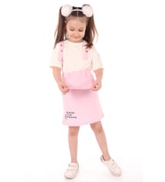 Toontoy Kız Çocuk 2li Salopetli Takım (Pembe)