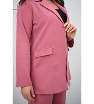 Kadın Büyük Beden Geniş Paça Ceket Pantolon Takım 9008-25 (Pembe)
