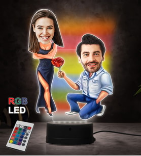 Kişiye Özel Fotoğraflı En Güzel Sevgili Tasarımlı Çift Karikatür 3D Led Lamba (RGB)