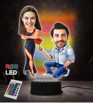 Kişiye Özel Fotoğraflı En Güzel Sevgili Tasarımlı Çift Karikatür 3D Led Lamba (RGB)