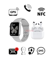DTNO 1 Watch 7 Pro Max Gps Ve Nfc Özellikli Siri Aktif Smart Watch Akıllı Saat + Tws Airpods 3.nesil Bluetooth Kulaklık (Beyaz)